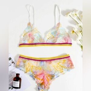 Women Plus 2 Piece Lingerie Set Matching Bra & Panty